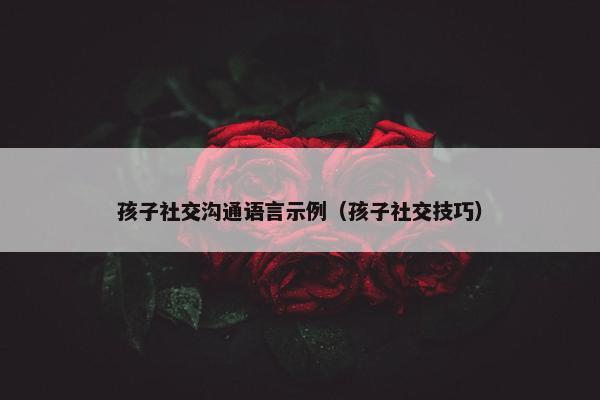 孩子社交沟通语言示例（孩子社交技巧）