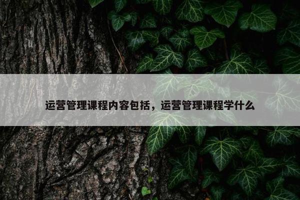 运营管理课程内容包括，运营管理课程学什么
