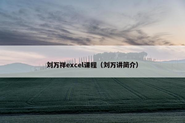 刘万祥excel课程（刘万讲简介）