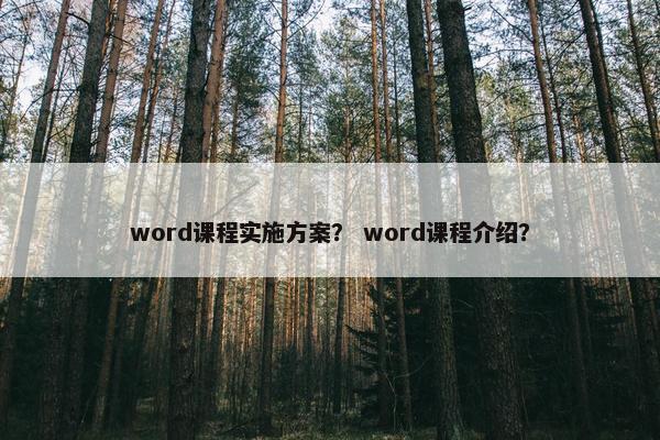 word课程实施方案？ word课程介绍？