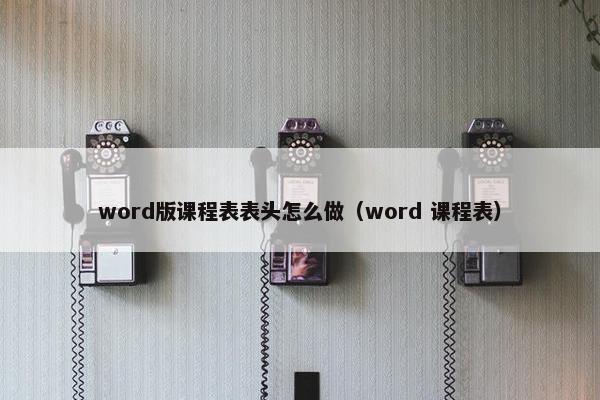 word版课程表表头怎么做（word 课程表）