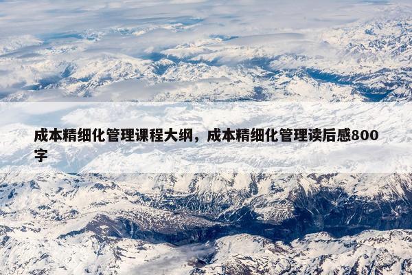 成本精细化管理课程大纲，成本精细化管理读后感800字