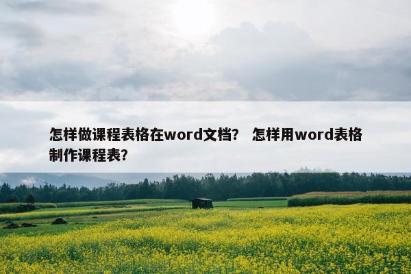 怎样做课程表格在word文档？ 怎样用word表格制作课程表？