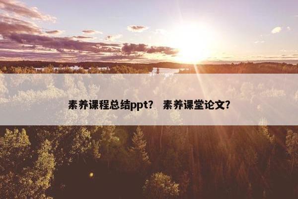 素养课程总结ppt？ 素养课堂论文？