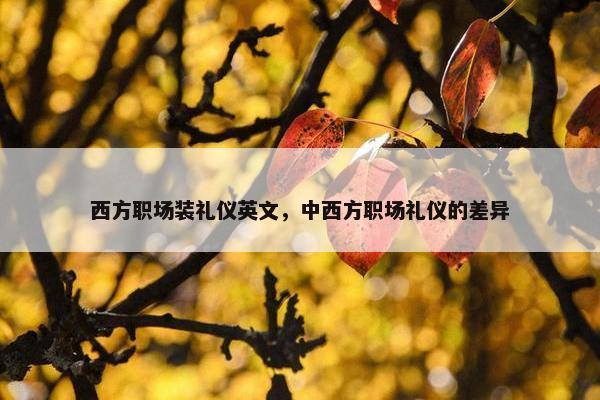西方职场装礼仪英文，中西方职场礼仪的差异