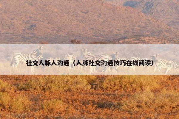社交人脉人沟通（人脉社交沟通技巧在线阅读）
