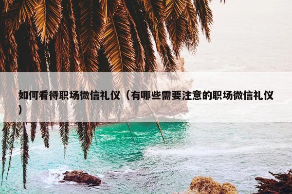 如何看待职场微信礼仪（有哪些需要注意的职场微信礼仪）