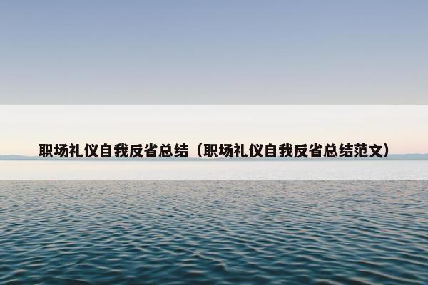 职场礼仪自我反省总结（职场礼仪自我反省总结范文）