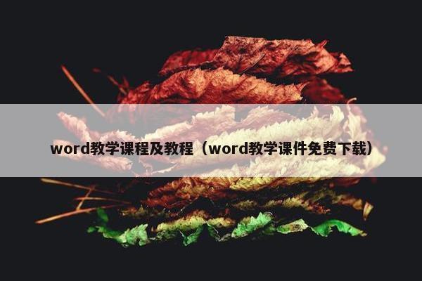 word教学课程及教程（word教学课件免费下载）