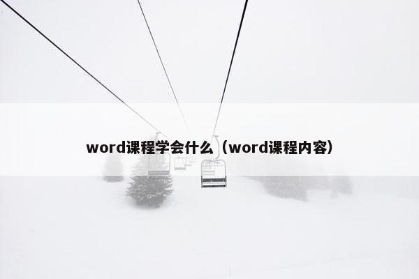 word课程学会什么（word课程内容）