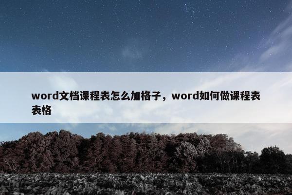 word文档课程表怎么加格子，word如何做课程表表格