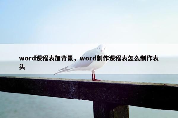 word课程表加背景，word制作课程表怎么制作表头